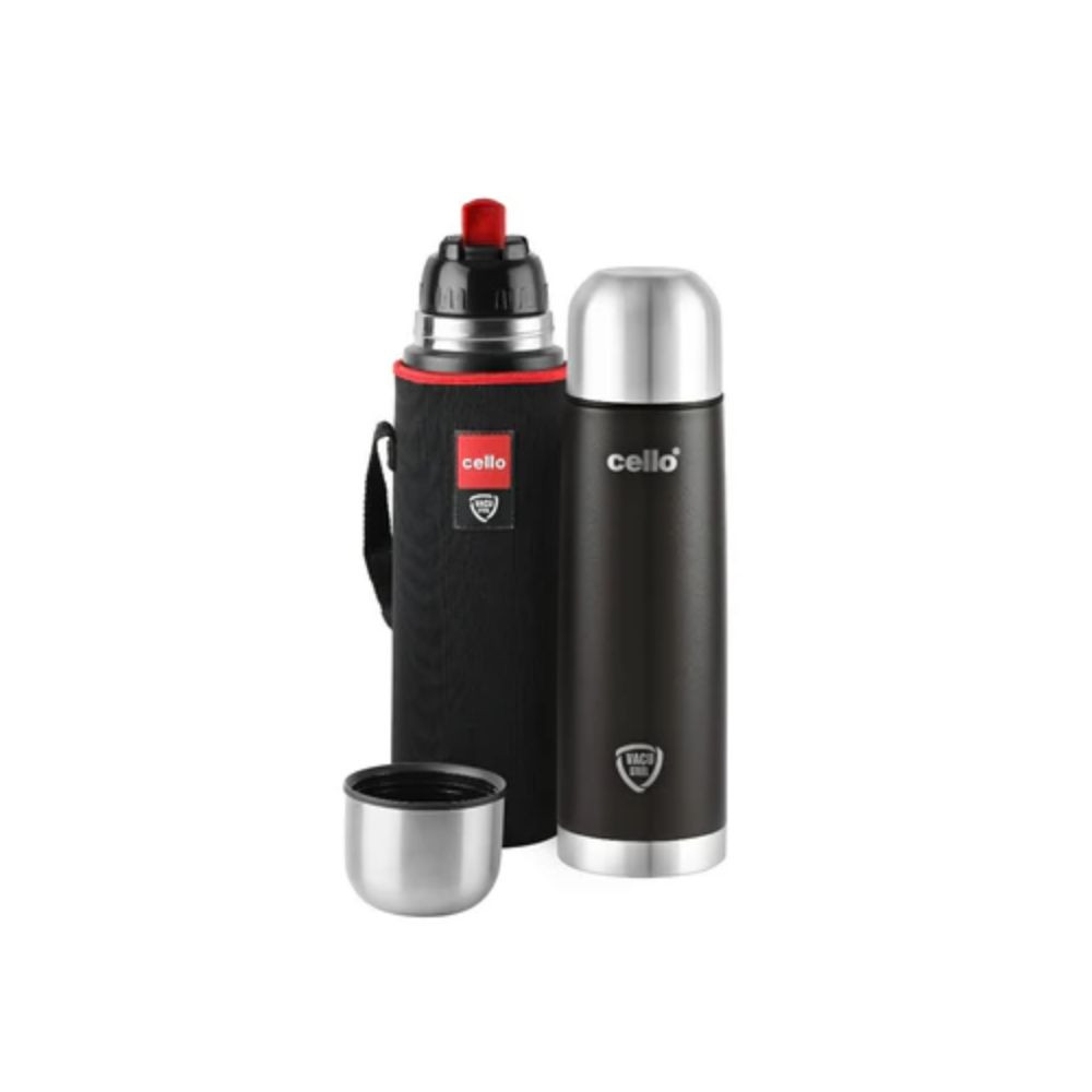 Cello Duro Flip Tuff Steel Water Bottle with Durable DTP Coating