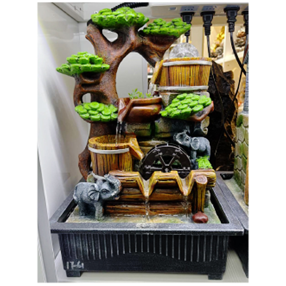 Indoor Fountain, Rockery Flowing Water Decoration Unique Resin Fountain Desktop Water Fountain Desktop Fountain for Resin