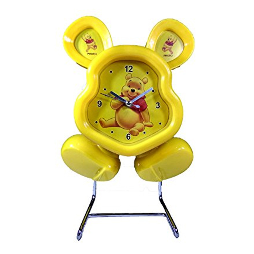 A & D Collections High Grade 3 IN 1 Winnie The POOH BEAR Table Clock With Pendulum And Integrated PHOTOFRAME For Kids Best Gifts For Children