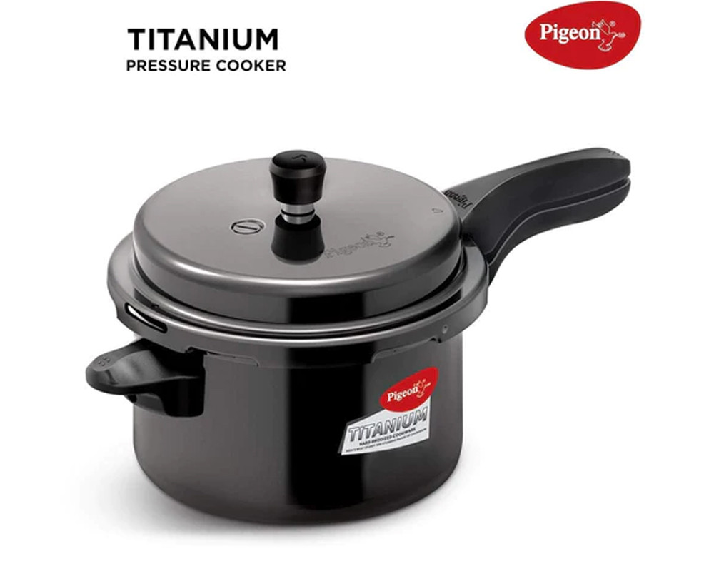 Pigeon Titanium 3 Ltrs 5Ltrs Pressure Cooker - Black