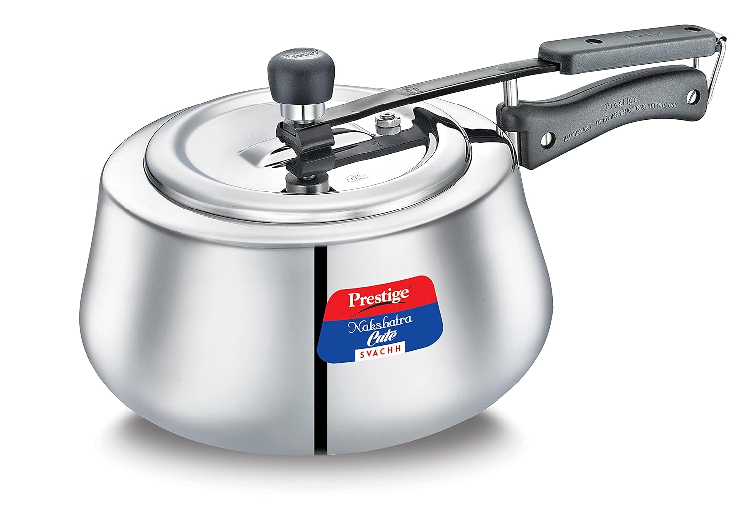 Prestige Nakshatra Cute Svachh Stainless Steel Inner Lid Pressure Cooker with Unique Deep Lid for Spillage Control, 3 Litre, Silver